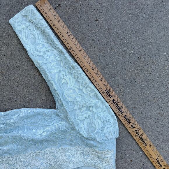 Vintage 80s SCOTT MCCLINTOCK Ice Blue Lace 2 Piece Suit Skirt Jacket Size 6 - Picture 11 of 16
